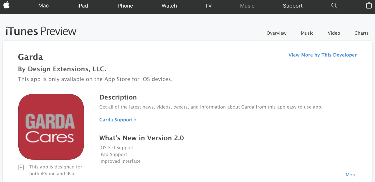 Garda Cares App in the Apple Store