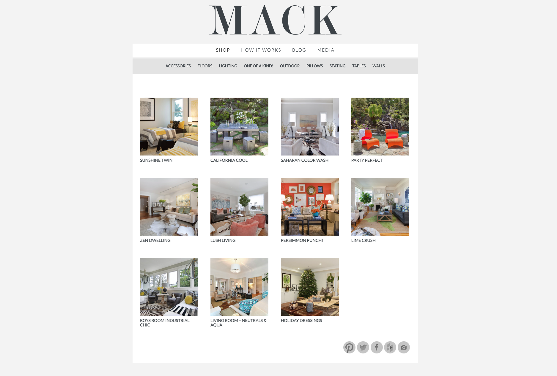 shopMACK homepage — room-first browsing experience