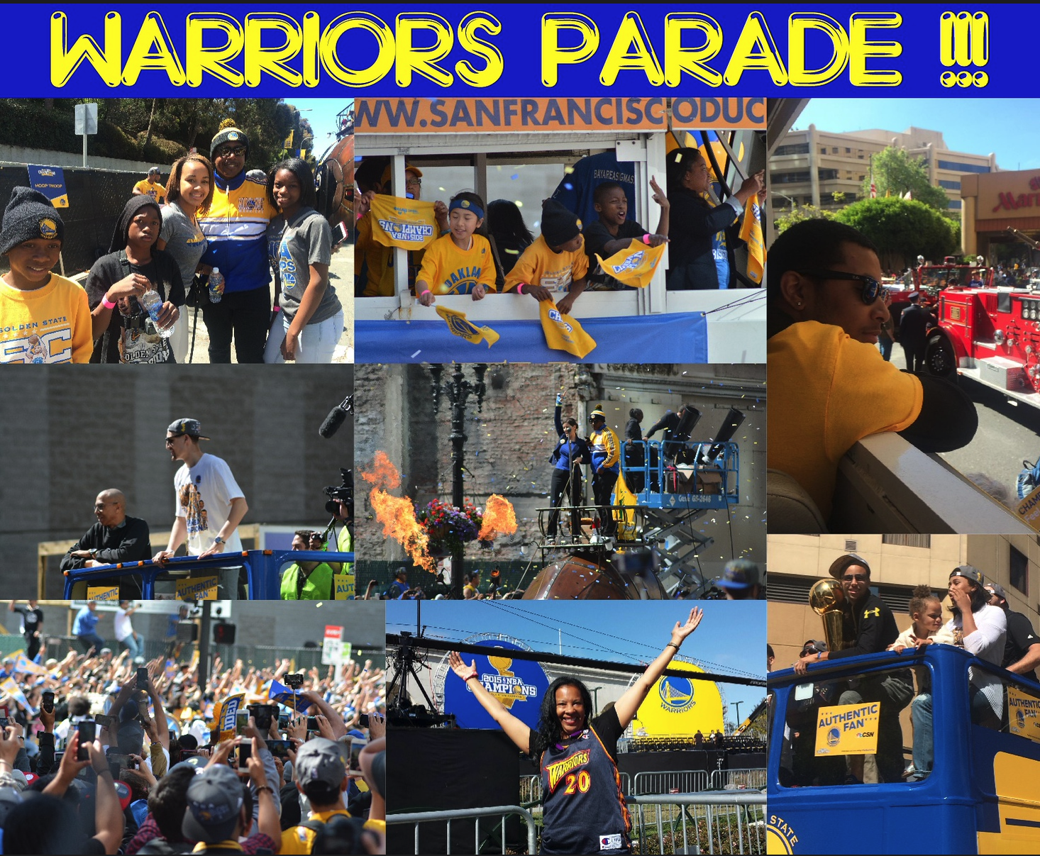EOYDC youth on Warriors championship parade float